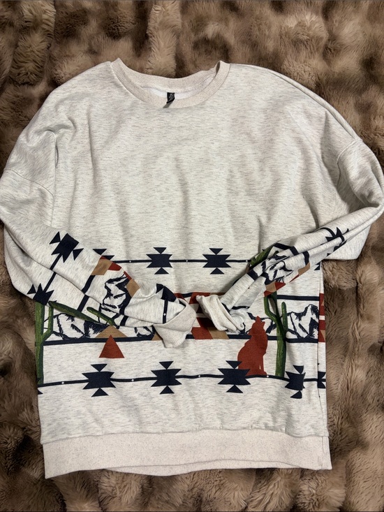 2 Fly Co. Tops - Cream Southwestern Graphic Crewneck Sweater